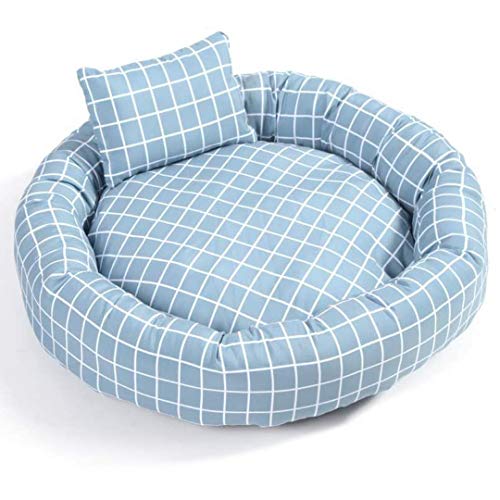 Katzenbett, rund, für Welpen, Hundehütte, Baumwolle, Kissen mit Kissen, für kleine Katzen, Blau von Beelooom