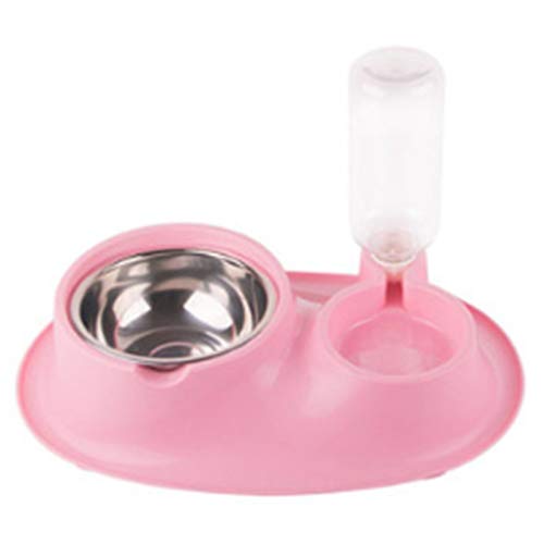 Pet Stainless Steel Bowl Pet Basin Automatic Water Feeding Two Bowl Drinker Dispenser Food Feeder Bottle Bowl Supplies Splash-Proof Pet Bowl von Beelooom