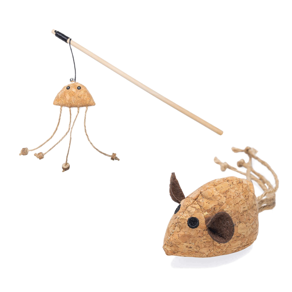 beeztees Catnip Katzenspielzeug-Set Kork - Kork-Maus Reinie + Katzenangel Oktopus Tako beeztees Catnip Katzenspielzeug-Set Kork - Kork-Maus Reinie + Katzenangel Oktopus Tako von Beeztees