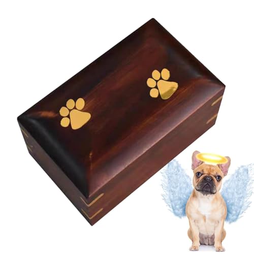 Befeixue Aschebox für Haustiere, Feuerbestattungsbox für Haustiere | Elegante Erinnerungsurnen aus Holz für Haustiere - Erinnerungsbox mit Pfotenabdruck für die Asche von Hunden oder Katzen, Urnenbox von Befeixue