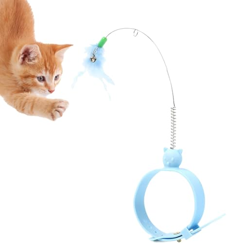 Befeixue Federstab-Katzenspielzeug, Katzenstab-Spielzeug - Niedliches Swing Spring Car Teaser Zauberstabspielzeug mit Feder - Bequemes Entspannungszubehör für Katzen im Innenbereich mit verstellbarem von Befeixue