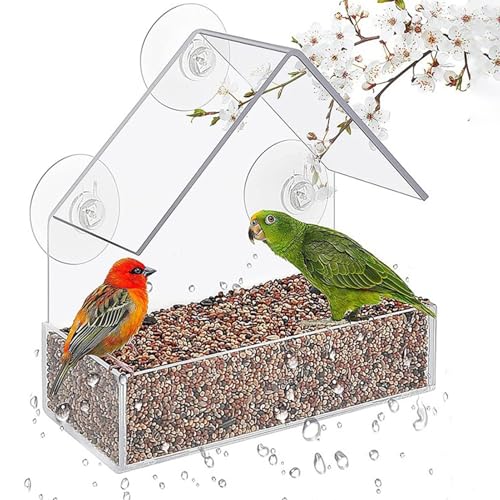 Befeixue Fenster-Vogelhäuschen zum Anschauen, Fenster-Vogelhäuschen mit starken Saugnäpfen,Transparenter Acryl-Vogelfutterspender für Fenster | Verbessertes Vogelhaus mit Saugnapf zum Beobachten von von Befeixue