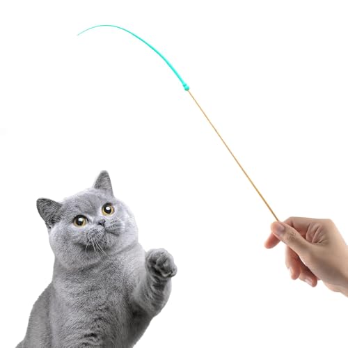 Befeixue Interaktives Katzenspielzeug mit Mäuseschwanz, Katzen-Teaser-Stick,Katzenspielzeugstab Silikon Teaser Mäuseschwanz Zauberstab | Silikon-Mäuseschwanz, lustiger Stab, interaktives Spielzeug für von Befeixue