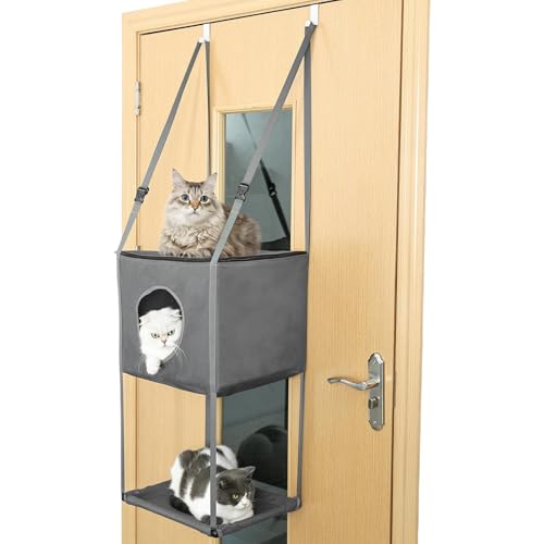 Befeixue Katzen-Hängemattenbett, Hängematte für Katzen | Atmungsaktive 16X13Zoll Cat Climber, Faltbare, an der Tür montierte Katzenhängematte - Abnehmbare, verstellbare, saisonale von Befeixue