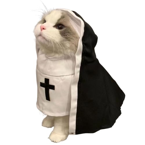 Befeixue Nonnenkostüm für Hunde, Nonnenkostüm für Hunde, Nonnenkostüm Cosplay Halloween Hundekostüm, Sister Habit Haustierstoff, niedliches Haustierkostüm für kleine Katzen von Befeixue