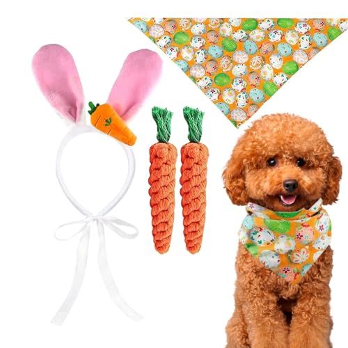 Befeixue Osterhund Bandana, Hund Ostern Outfit, Nettes Kostüm -Outfit Bunny Hut, Osterstirnband Snoods Kaninchen Lieferungen für Bulldog Pomeranian Pitbulls Pudel Pet Puppy Dogs von Befeixue