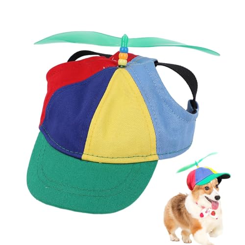 Dog Propeller Cap, Propeller Mütze Für Hunde, Hunde Baseballkappen, Lustige Propeller Hut, Regenbogen Helikopter Haustiermützen, Welpen Baseballkappe Mit Ohrlöchern, Verstellbarer Hundesonnenhut von Befeixue