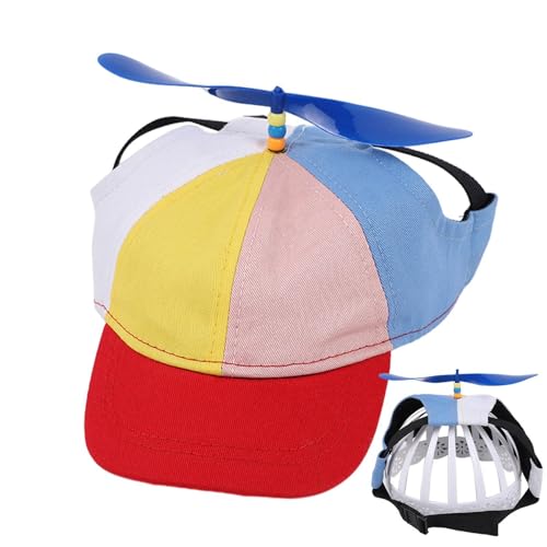 Dog Propeller Cap, Propeller Mütze Für Hunde, Hunde Baseballkappen, Lustige Propeller Hut, Regenbogen Helikopter Haustiermützen, Welpen Baseballkappe Mit Ohrlöchern, Verstellbarer Hundesonnenhut von Befeixue