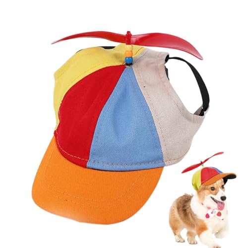 Dog Propeller Cap, Propeller Mütze Für Hunde, Hunde Baseballkappen, Lustige Propeller Hut, Regenbogen Helikopter Haustiermützen, Welpen Baseballkappe Mit Ohrlöchern, Verstellbarer Hundesonnenhut von Befeixue