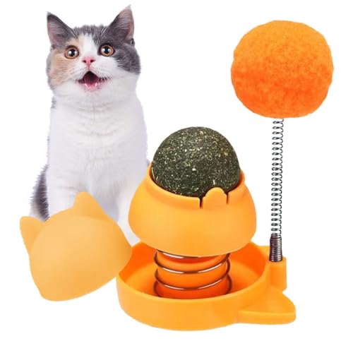 Katzenminze Bälle Spielzeug Für Katze, Katzenminze Spielzeug Mit Plüschball, Selbstklebende Katzenminze Ball, Spielzeug Zum Lecken Von Leckerbissen Mit Katzenminze | Katzenminze Wandaufkleber von Befeixue