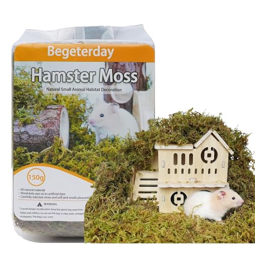 Begeterday 150g reines natürliches Wald moos für Hamster Einstreu, Kleintier Lebensraum Dekoration, gut für Hamsterkäfige Zubehör von Begeterday