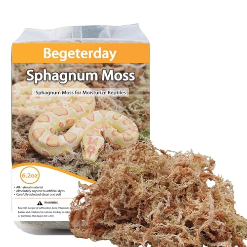 Begeterday 175g Natürliches Sphagnum Moos für Reptilien, Ideales feuchtigkeitsspeicherndes Medium für Schlangen, Schildkröten und andere Reptilien,Gut für Terrarien für Reptilien & Amphibien von Begeterday