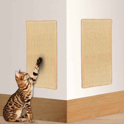 2 Stück Kratzmatte Katze, 50 x 25 cm Wand Katzenkratzbrett, Sisal Cat Scratcher, Kratzteppich, Sisal Teppich Kratzmöbel Schutzung, Katzenkratzbretter für Möbel Sofa Tür Kratzschutz von Begonia