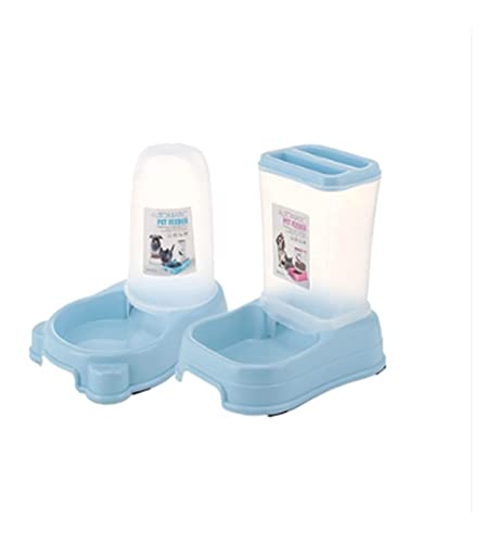 Haustier-Wasserspender, automatisches Futter- und Tränkeset, automatischer Katzen-Futterspender und Hunde-Wasserspender (blau) von Begonial