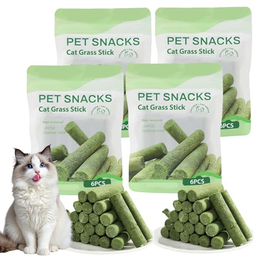 Katzengras Snack, 120g Katzengras Sticks Katzengras für Katzen, Beißstab aus katzengras Katzenminze Katzengras Beißstab Katzen Kauspielzeug für Zahnpflege und Haarknäuel Entfernen von Behogan