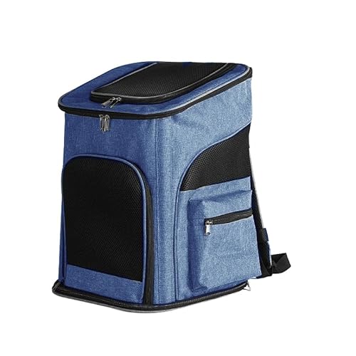 Haustier-Tragerucksack mit stabilem Stahlrahmen für einfaches Reisen und Komfort, Privatsphäre-fokussierter Haustier-Rucksack für geheime Abenteuer (Blau, M: 33 x 29 x 44 cm) von Beidingsen