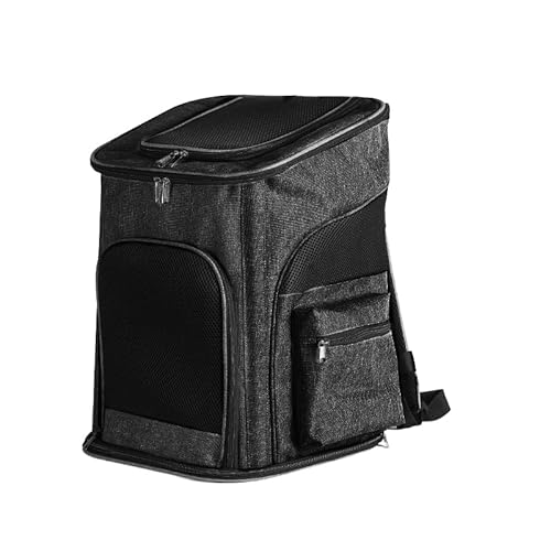 Haustier-Tragerucksack mit stabilem Stahlrahmen für einfaches Reisen und Komfort, Privatsphäre-fokussierter Haustier-Rucksack für geheime Abenteuer (Schwarz, M: 33 x 29 x 44 cm) von Beidingsen