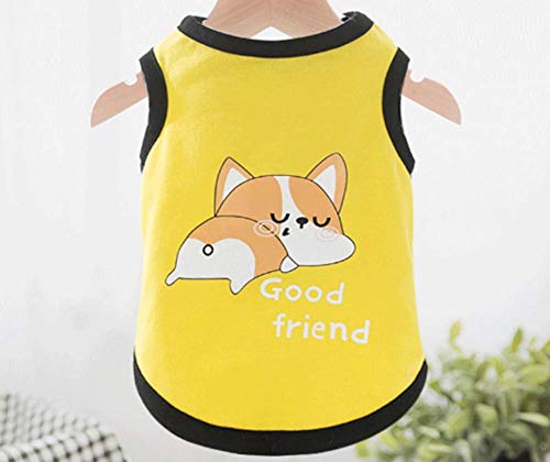 Beihaoer Hundekleidung Frühling und Sommer Atmungsaktiv Dünn Abschnitt Bequem Cool T-Shirt Pullover Katze (Gelb Corgi, S) von Beihaoer