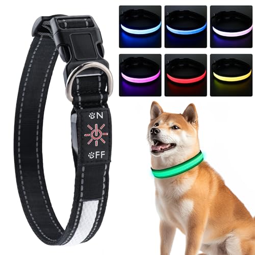 Beihre Leuchthalsband Hund, USB LED Leuchthalsband Hund Aufladbar, IPX7 Wasserdichtes Hundehalsband Leuchtend Einstellbare Größe 3 Beleuchtungsmodi für Hunde Pet Night Walking Safety von Beihre