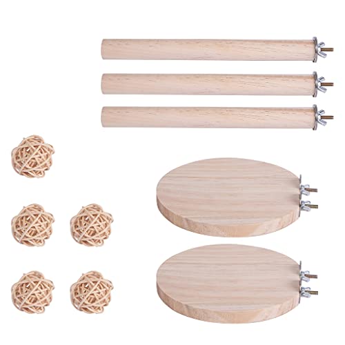 10pcs Vogelspielzeug Natürlicher Holz Barrot Stehende Plattform Rattankugeln Für Kleine Und Mittlere Vögel von Beimus