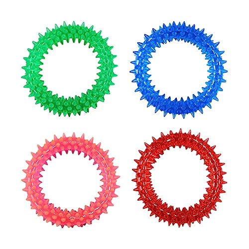 4pcs Haustierspielzeug Zahnen Spielzeug Spielzeugkreis Molar Haustier Kaut Zahnreinigung Spielzeug Interaktive Belohnung Molaren Spielzeug Für Welpen von Beimus