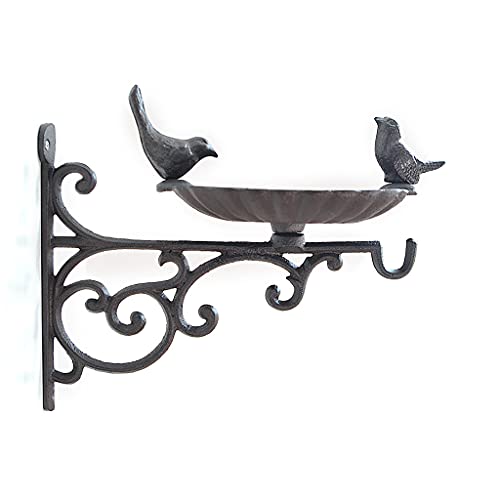 Beimus Gusseisen Vogelbad Mit Haken Garten Wand Montiert Wetterfeste Vintage Water Bowl Für Wilde Vögel von Beimus