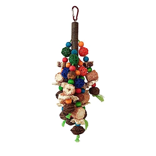 Beimus Papageien Spielzeug Birdcage Tränenseile Spielzeug Mehrfarbige Holzblock Kauspielzeug Für Mittelgroße Große Vögel Birdcage Hanging Toy von Beimus