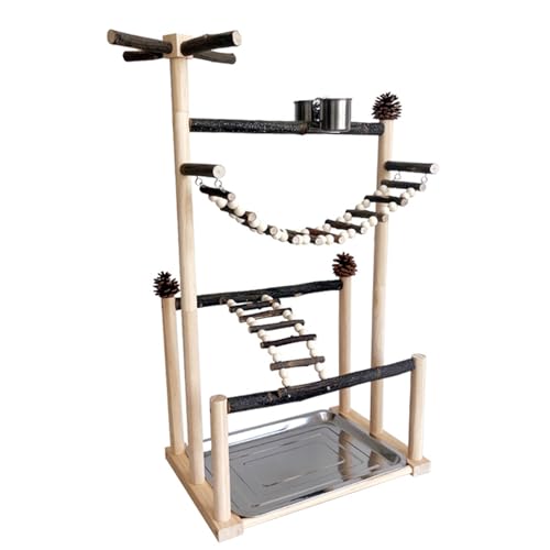 Beimus Stabiler Papageien-Trainingsständer aus Naturholz mit abnehmbarem Tablett, Kletterleiter, drehbare Sitzstange für große Vögel Beimus Stabiler Papageien-Trainingsständer aus Naturholz mit abnehmbarem Tablett, Kletterleiter, drehbare Sitzstange für große Vögel von Beimus