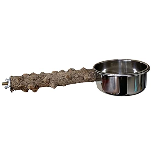 Papagei Vogel Käfig Barsch Natürlicher Holzständer Mit Edelstahl Lebensmittelschalen Schüssel Futtertasse Für Selittel Cockatiels von Beimus