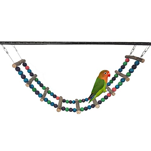 Papageienleiter Schwung Holzperlen Barschspielzeug Für Kleine Vögel Natürliche Holzbrücke Mit Metallhaken Für Conure Shotet von Beimus