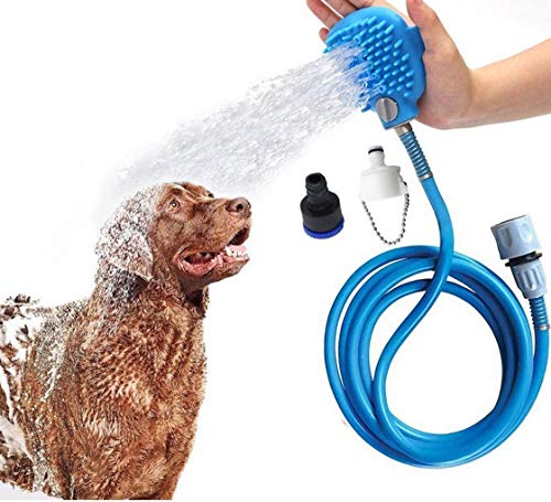 Haustier Duschkopf,Beinhome Haustier Badewerkzeug Duschkopf für Hunde mit Bürste,2,2 Meters PVC Schlauch und 2 Schlauchadapter für Hund,Katze von Beinhome