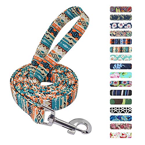 Beirui Floral Dog Lead for Small Medium Large Dogs - Durable Strong Nylon Light-Weight Dog Lead,150cm*2cm,Bohemian-Green von Beirui