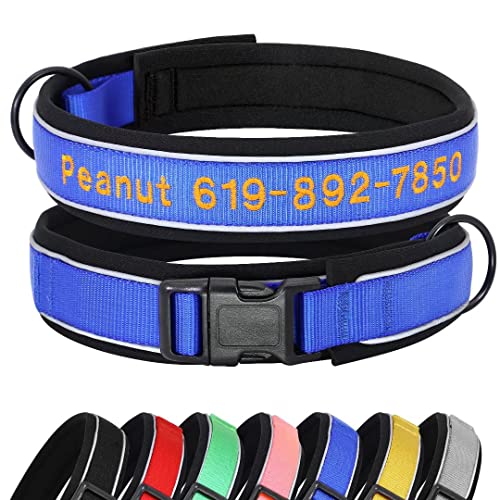 Beirui Hundehalsband aus weichem Neopren, gepolstert, reflektierend, personalisierbar, mit Namen bestickt, strapazierfähiges Nylon-Hundehalsband für kleine, mittelgroße und große Hunde von Beirui