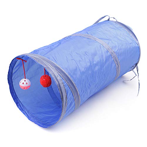 Zusammenklappbarer Katzentunnel mit Peek Hole Katzenspielzeug (Blau) 1 PC von Beito