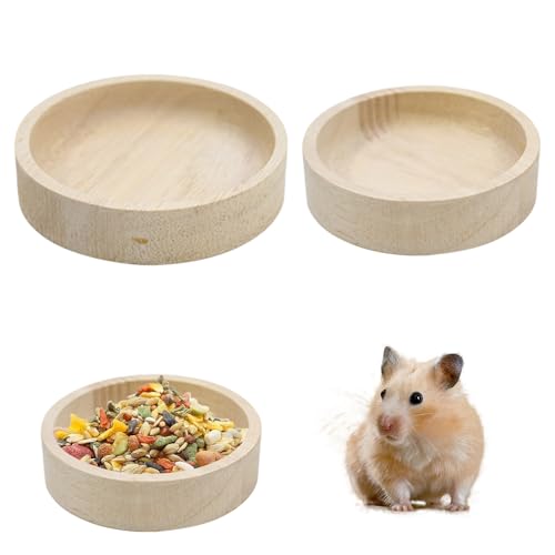 Bekecidi 2er-Pack Holz-Futternapf für Hamster Futternapf für Hamster, Futternapf für Kleintiere Futternapf für Rennmäuse Futternapf für Hamster, Rennmäuse, Chinchillas, Eichhörnchen, Igel, 2 Größen von Bekecidi