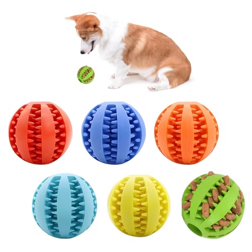 Bekecidi 6-teiliges Hundeleckerli-Ball-Set, konzipiert für Zahnpflege und Gehirnstimulation, Hundespielzeug aus Naturkautschuk für Hunde Aller Größen (Durchmesser 5 cm) von Bekecidi