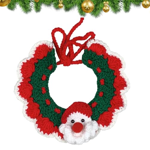 Bekecidi Weihnachts Haustierschal, Weihnachtsmann Katzen Strickhalsband Plüschglocke Lätzchen Halswärmer für Hunde Katzen Haustiere Weihnachtsfest Dekoration Zubehör (Stil 1) von Bekecidi