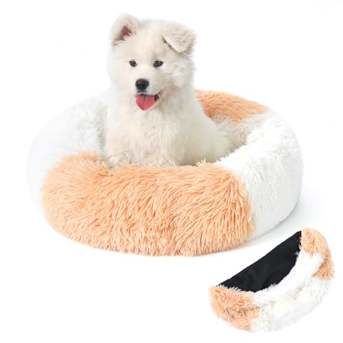 Belababy Donut-Hundebett mit abnehmbarem Bezug, waschbares Anti-Angst-Hunde- und Katzenbett für kleine, mittelgroße Hunde, beruhigendes Haustier-Welpenbett und flauschiger Plüsch-Kuscheltier mit von Belababy