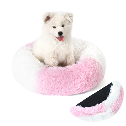 Belababy Donut-Hundebett mit abnehmbarem Bezug, waschbares Hunde- und Katzenbett für kleine, mittelgroße Hunde, beruhigendes Haustier-Welpenbett und flauschiger Plüsch-Kuscheltier mit rutschfester von Belababy