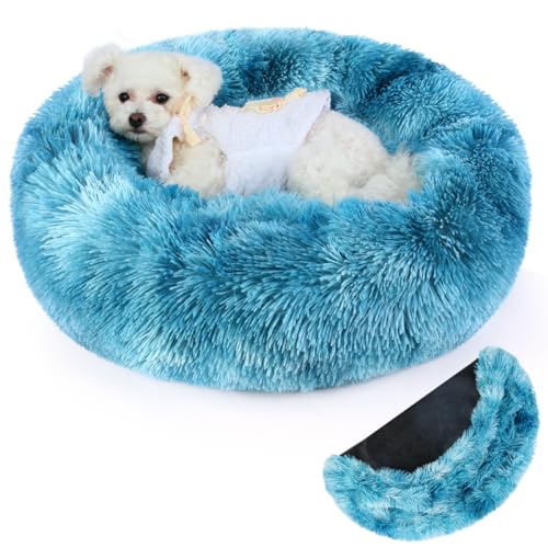 Belababy Donut-Hundebett mit abnehmbarem Bezug, waschbares Hunde- und Katzenbett für kleine, mittelgroße Hunde, beruhigendes Haustier-Welpenbett und flauschiger Plüsch-Kuscheltier mit rutschfester von Belababy