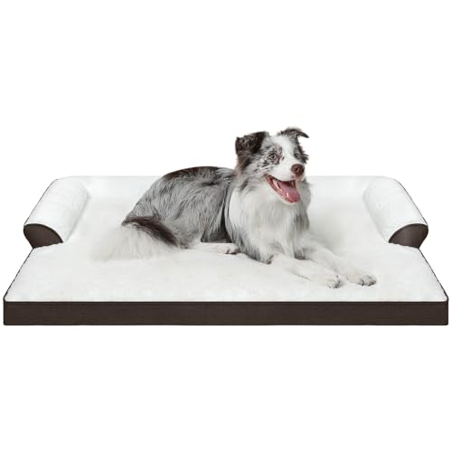 Belababy Extra großes Hundebett, wasserdicht, orthopädisches Hundesofa mit waschbarem Hundebettbezug, Haustierbett mit U-förmiger Nackenrolle, Braun, 106 x 81 x 15,6 cm von Belababy