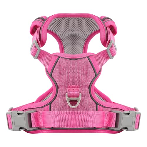 Belababy Hundegeschirr Kleine Hunde, Hundegeschirr No Pull Einstellbar Weich Gepolstert Hunde Geschirr, Reflektierend Frontclip Hundegeschirr, Rose S von Belababy