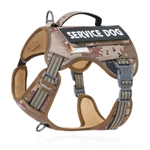 Belababy Taktisches No Pull Hundegeschirr Mittelgroßer Hund, Military Service Hundeweste mit weichem Mesh & MOLLE Panels, atmungsaktiv, verstellbarer Frontclip Hundegeschirr für Gehtraining, L, Gelb von Belababy