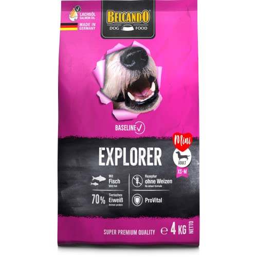 BELCANDO Baseline Explorer [4kg] Trockenfutter für Hunde | Für ausgewachsene Hunde Kleiner und mittlerer Rassen von Belcando