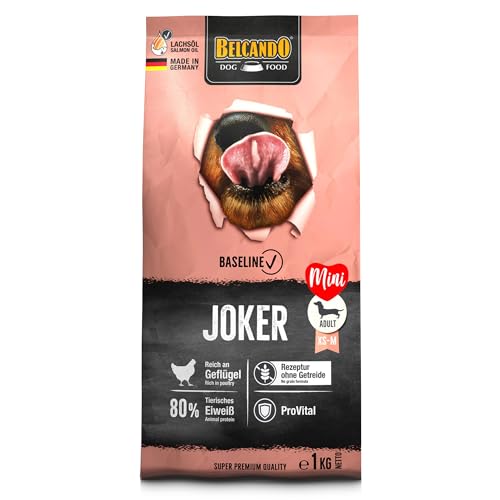 BELCANDO Baseline Joker [1kg] Hundefutter | Getreidefreies Trockenfutter für Hunde | Für ausgewachsene Hunde Kleiner und mittlerer Rassen von Belcando