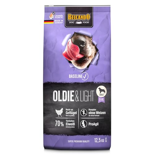 BELCANDO Baseline Oldie & Light [12,5kg] Trockenfutter für Hunde | Für ausgewachsene, wenig aktive oder ältere Hunde Aller Rassen von Belcando