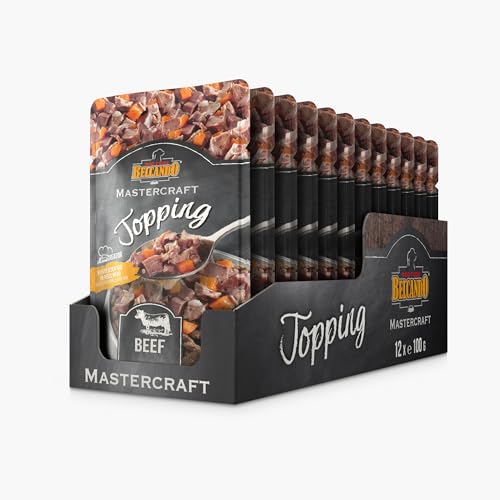 BELCANDO Mastercraft Topping Rind, 12x 100g Beutel, Nassfutter für Hunde, getreidefrei, sortenfrei, Ergänzungsfutter, Made in Germany von Belcando