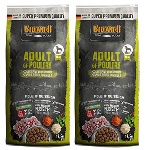 BELCANDO Hundefutter Adult GF Poultry 2X 12,5kg, Getreidefreies Trockenfutter für Hunde mit Futterunverträglichkeiten gegen Gluten von Belcando