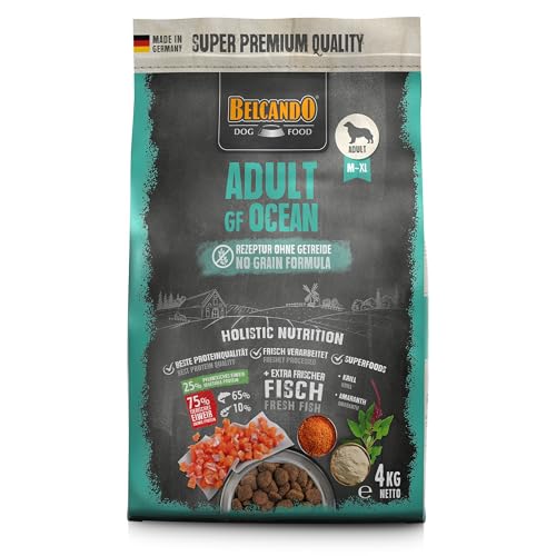 BELCANDO Adult GF Ocean [4 kg] getreidefreies Hundefutter | Sortenreines Trockenfutter ohne Getreide mit Fisch | Alleinfutter für ausgewachsene Hunde ab 1 Jahr von Belcando