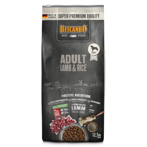 BELCANDO Adult Lamb & Rice [12,5 kg] Hundefutter | Trockenfutter mit Lamm für empfindliche Hunde | Alleinfuttermittel für ausgewachsene Hunde ab 1 Jahr von Belcando